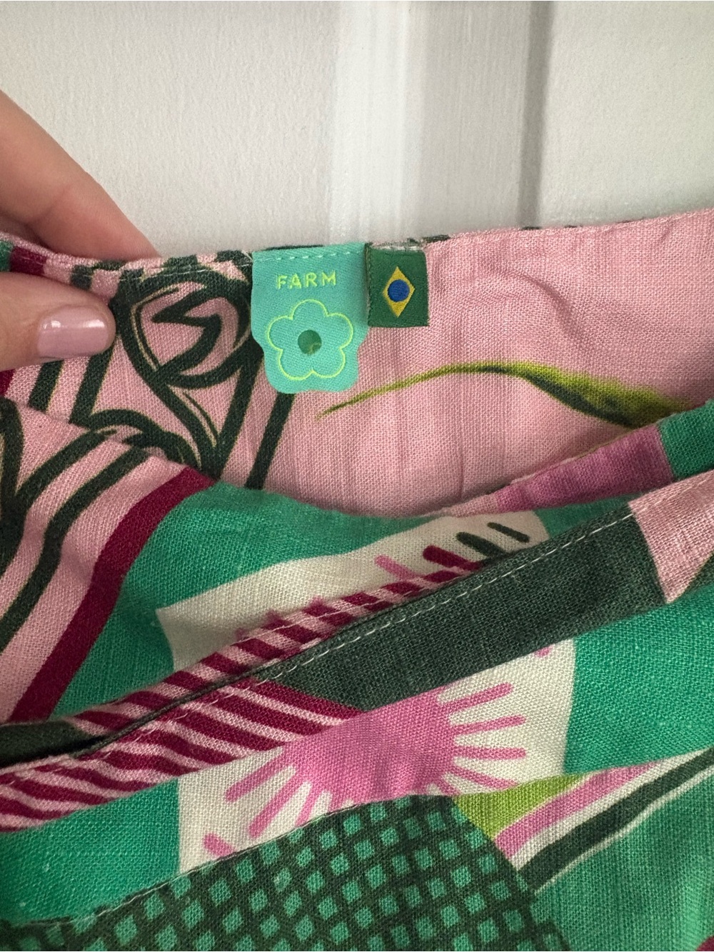 FARM Rio Green and Pink Printed A-Line Wrap Skirt - Picture 5 of 9